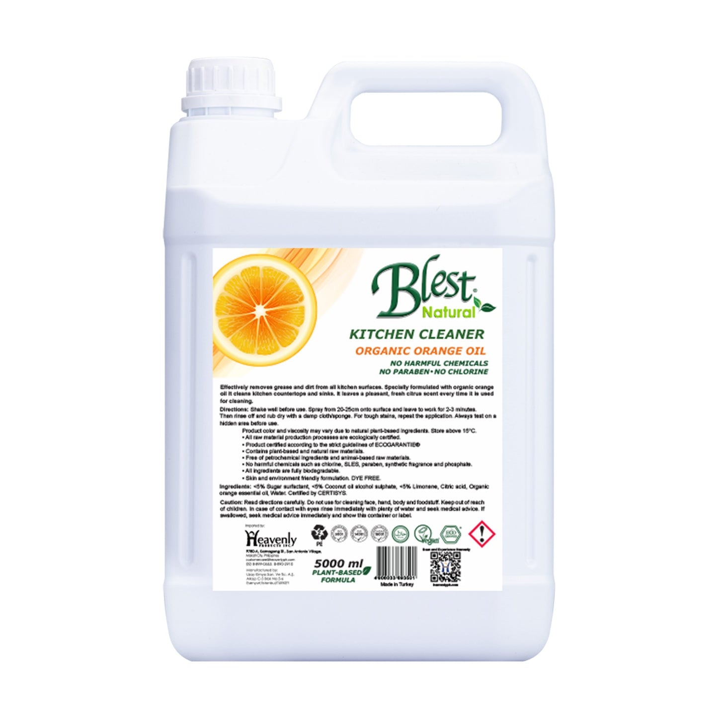 Blest Natural Kitchen Cleaner - Organic Orange Oil 5L