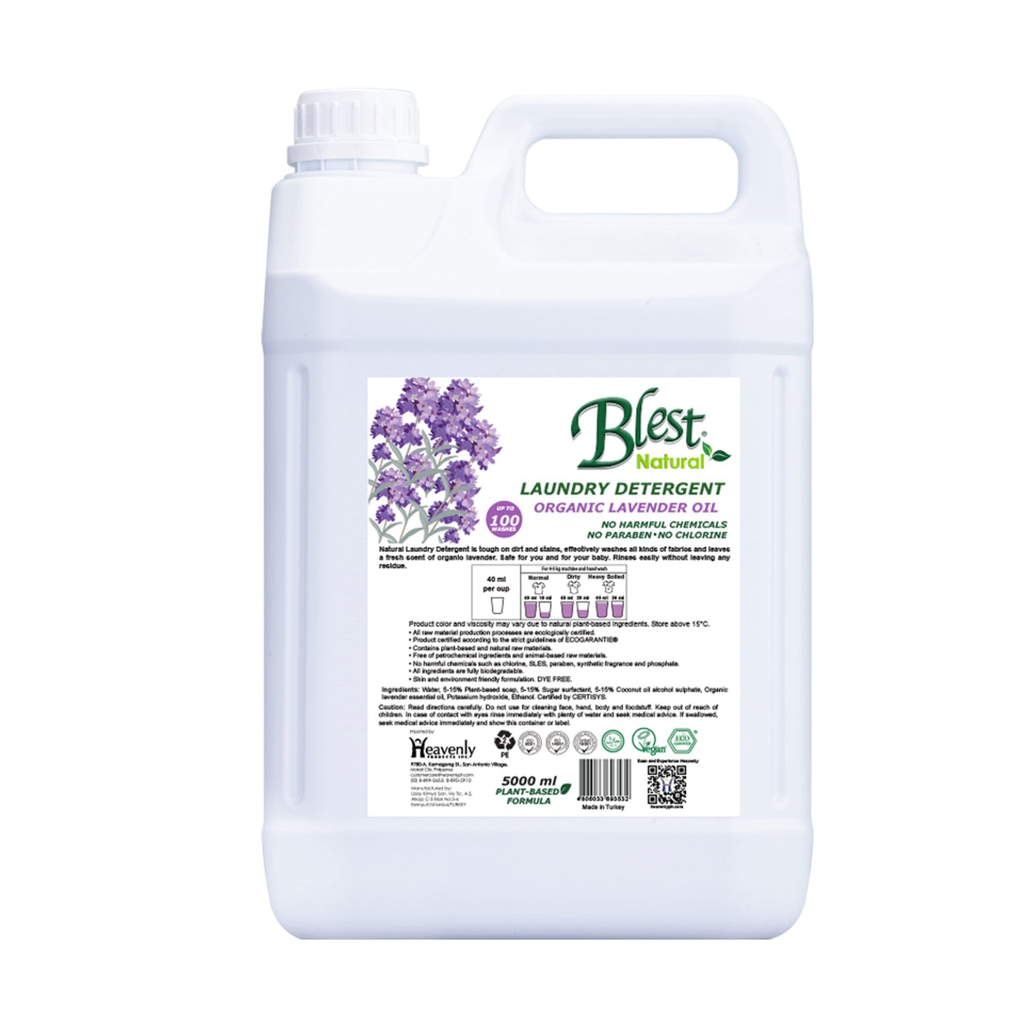 Blest Natural Laundry Detergent - Organic Lavender Oil 5L