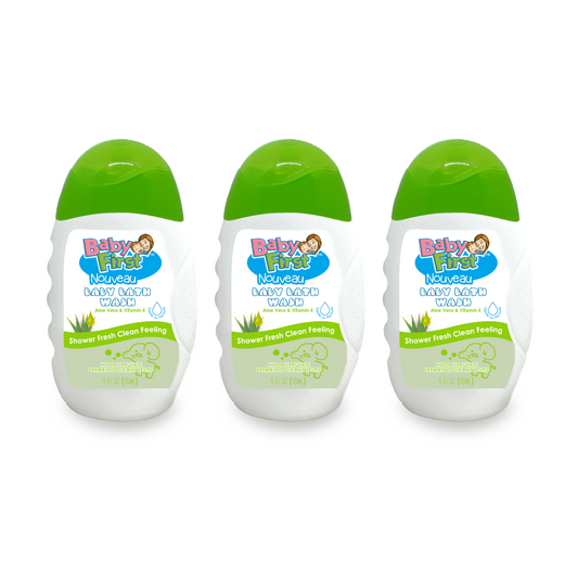 Baby First Nouveau Baby Bath Wash 110ml Aloe Vera and Vitamin E Scent 3 bottles