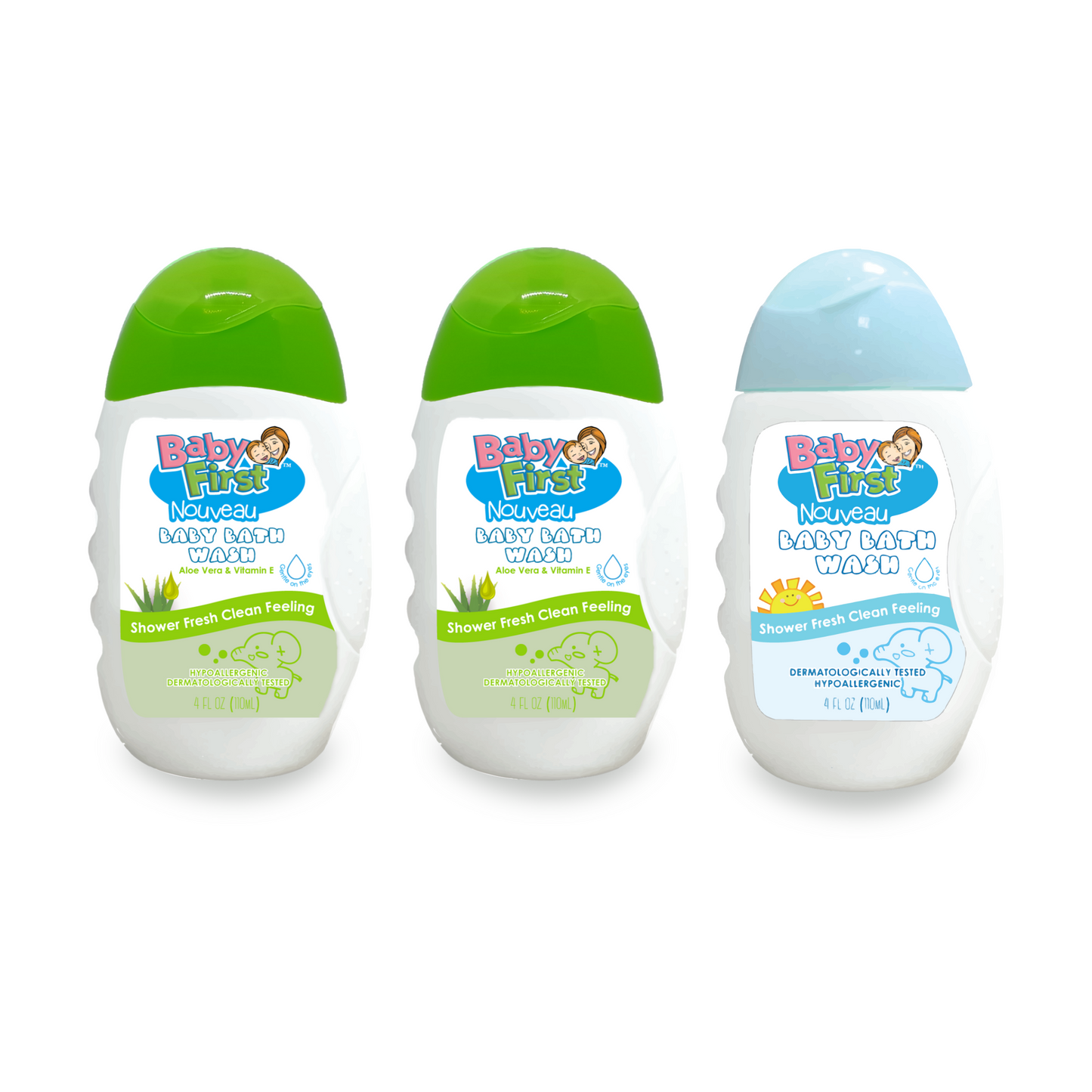 Baby First Nouveau Baby Bath Wash 110ml Aloe Vera and Vitamin E Scent 2 Bottles + Milk Scent