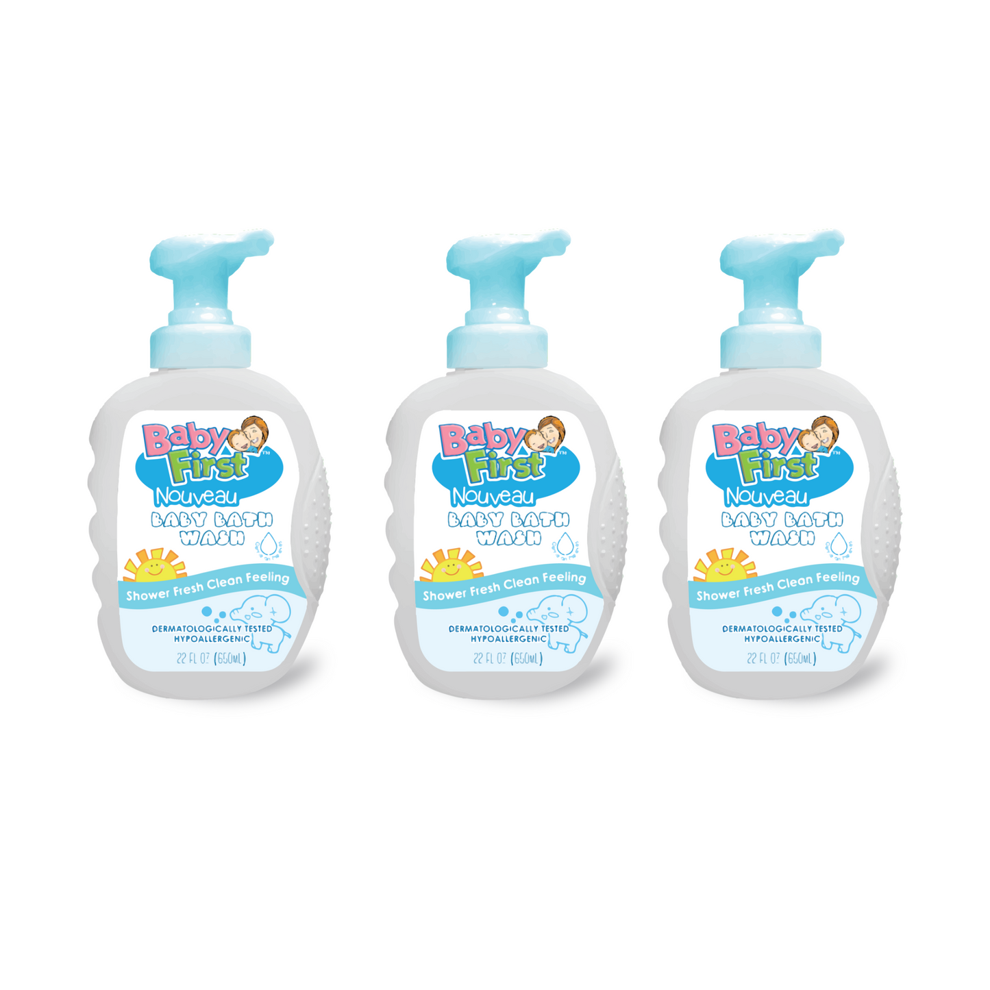 Baby First Nouveau Baby Bath Wash 650ml Milk Scent 3 Bottles