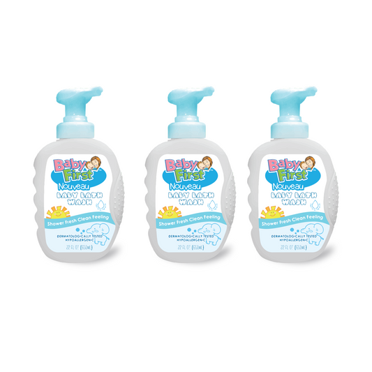 Baby First Nouveau Baby Bath Wash 650ml Milk Scent 3 Bottles