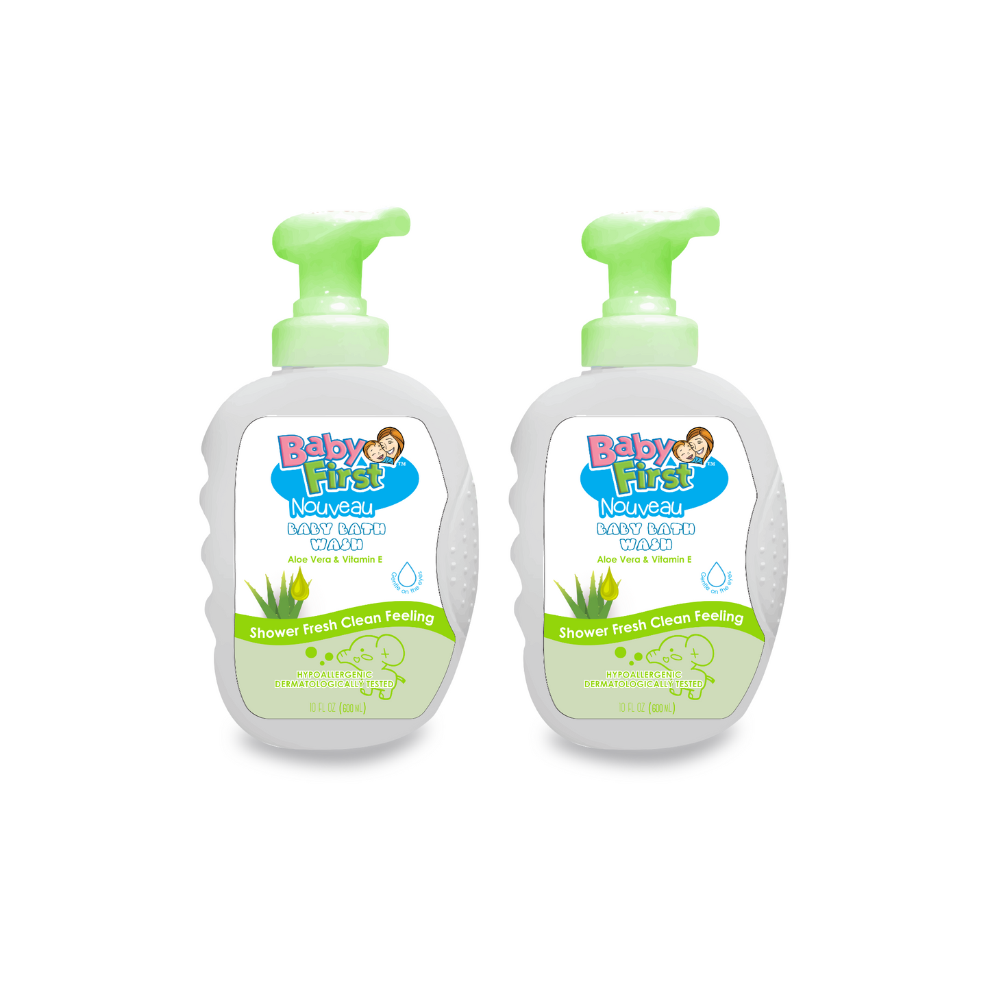 Baby First Nouveau Baby Bath wash 650ml Aloe Vera & Vitamin E Scent 2 Bottles