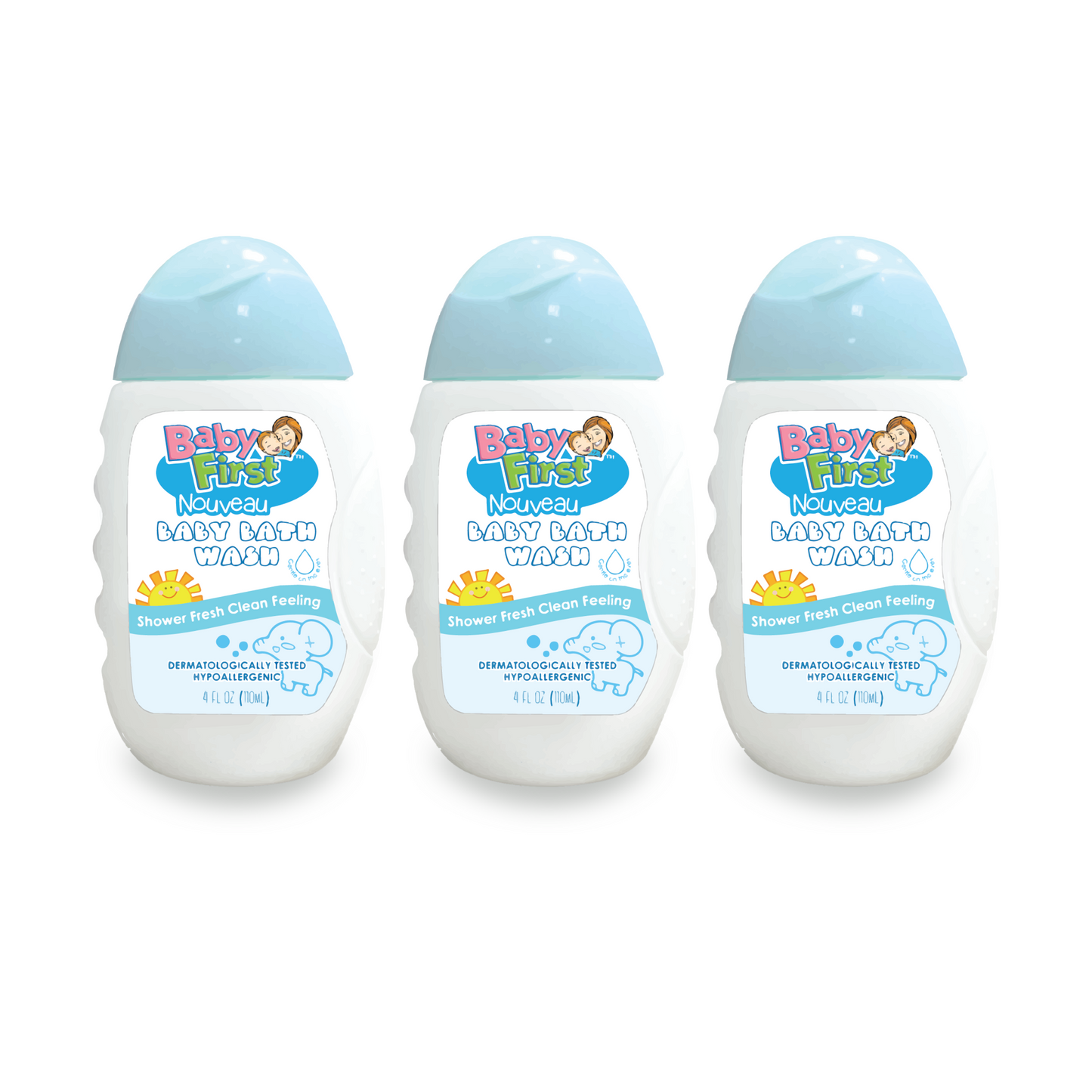 Baby First Nouveau Baby Bath Wash 110ml Milk Scent 3 Bottles