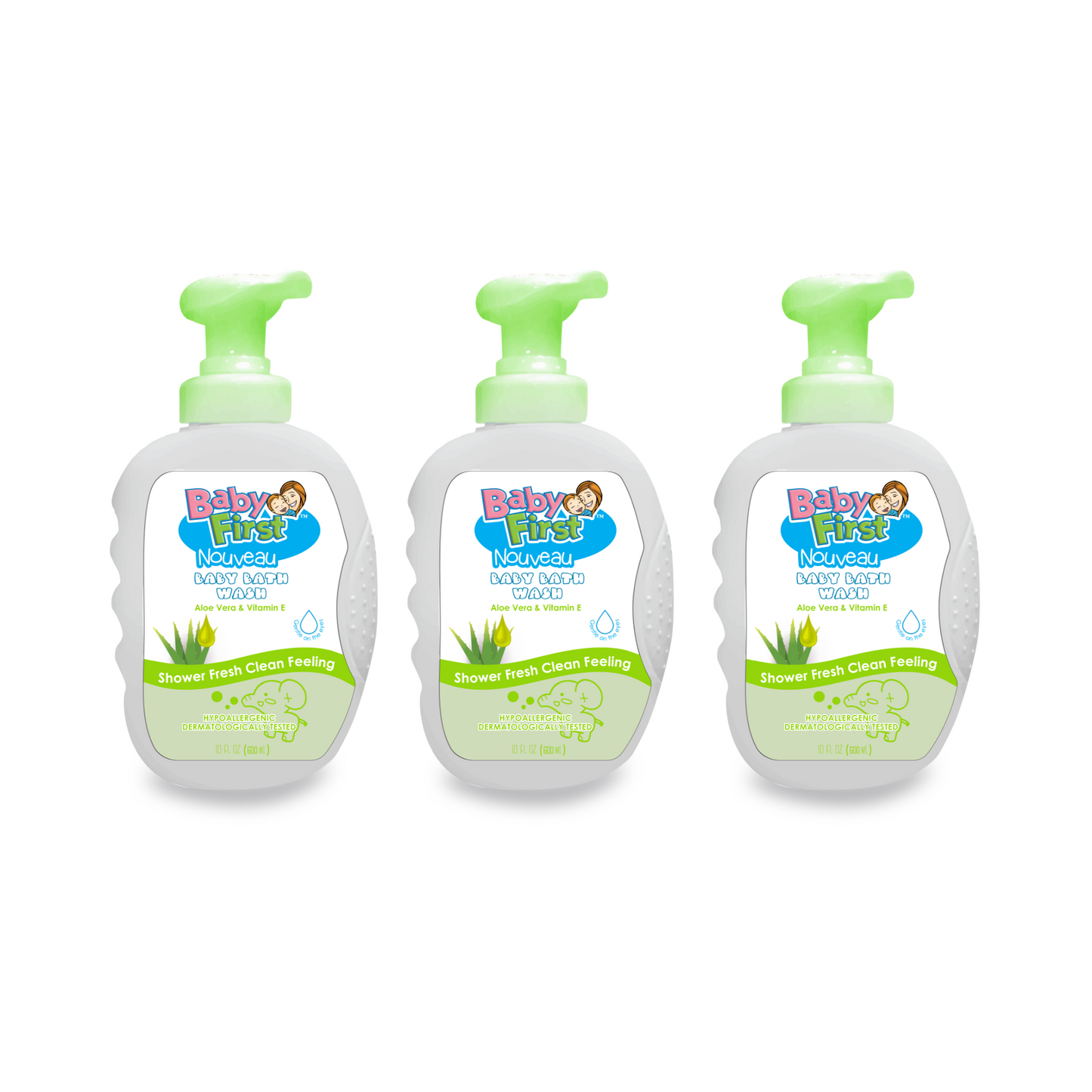 Baby First Nouveau Baby Bath wash 650ml Aloe Vera & Vitamin E Scent 3 Bottles