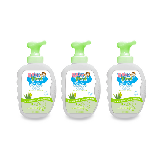 Baby First Nouveau Baby Bath wash 650ml Aloe Vera & Vitamin E Scent 3 Bottles