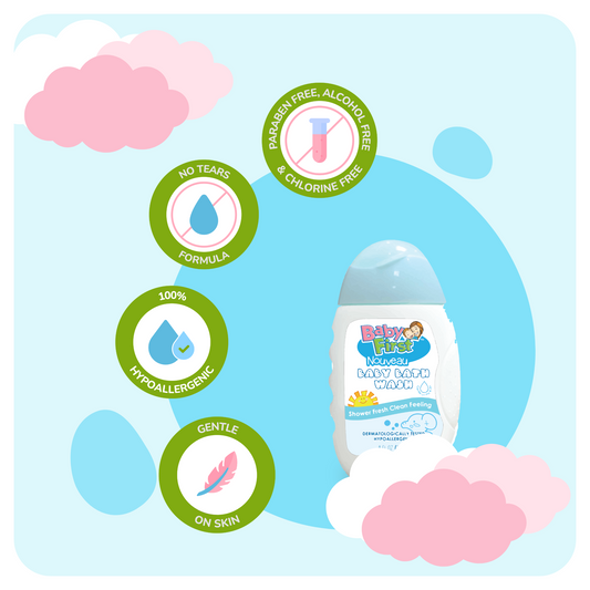 Baby First Nouveau Baby Bath Wash 110ml Milk Scent 2 Bottles +  Aloe Vera and Vitamin E Scent