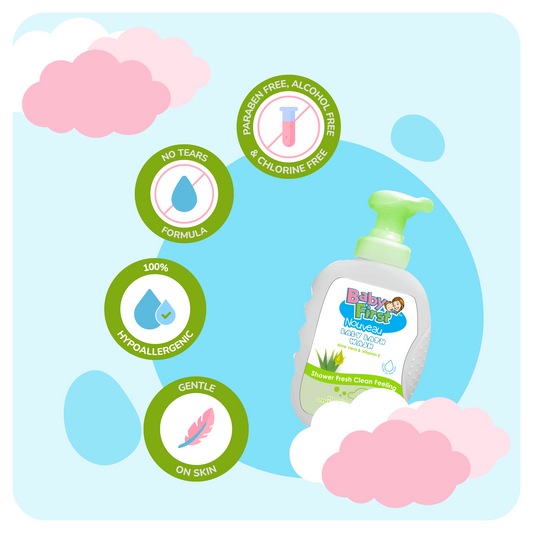 Baby First Nouveau Baby Bath Wash 650ml Aloe Vera and Vitamin E Scent 2 Bottles + Milk Scent