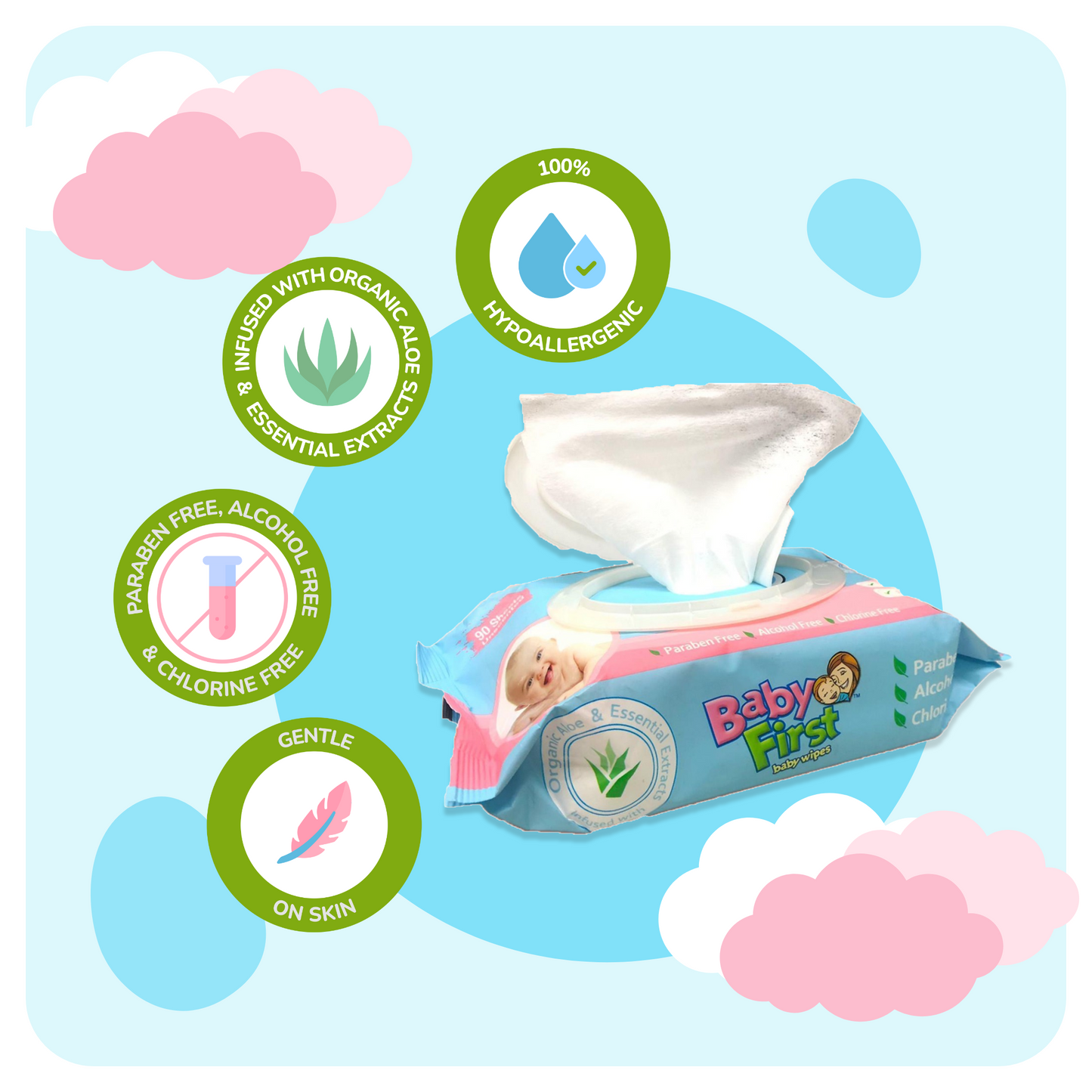 Baby First Baby Wipes 90 Sheets 2 Packs (180 Sheets)