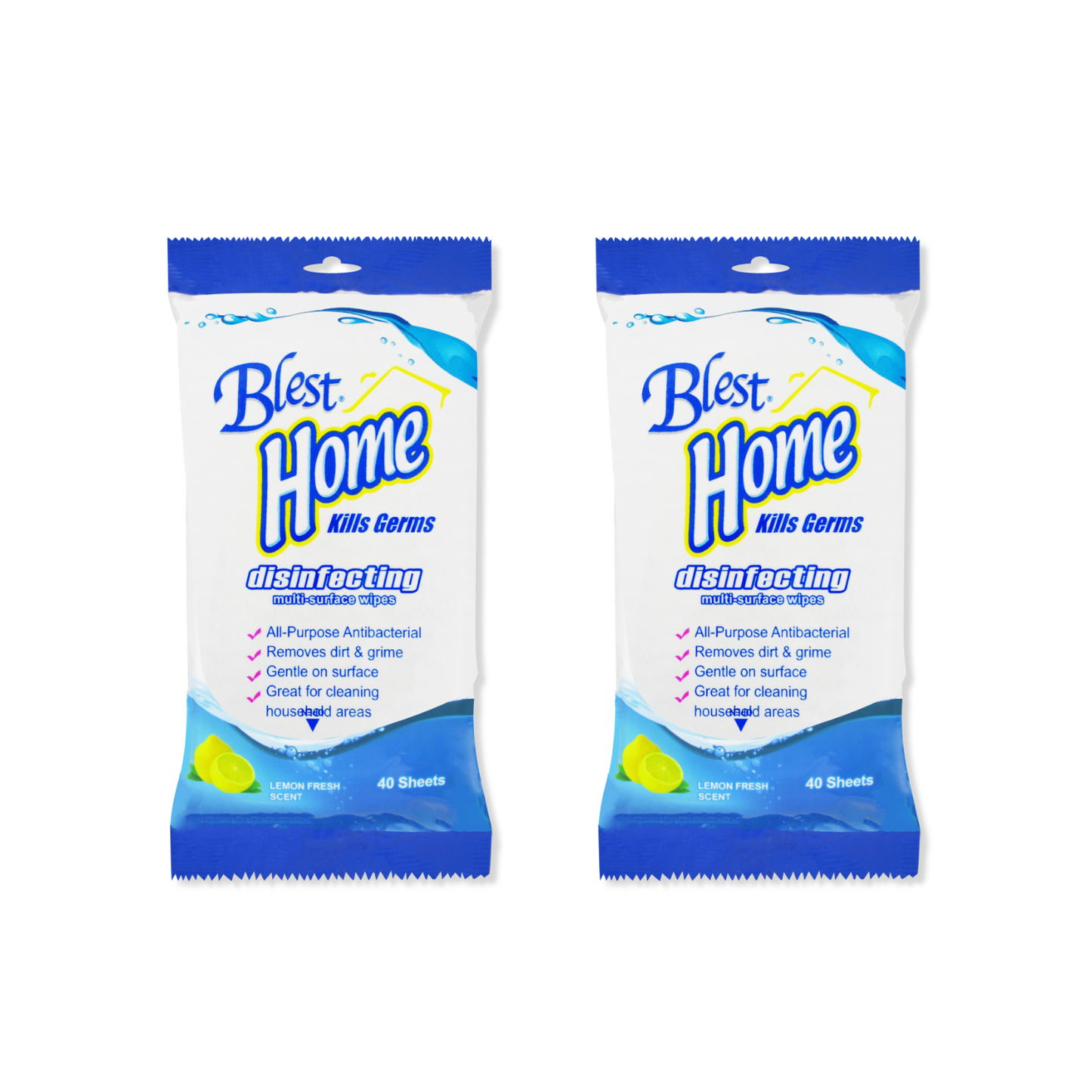 Blest Home All Purpose Disinfecting Wipes 40 Sheets by 2 Packs