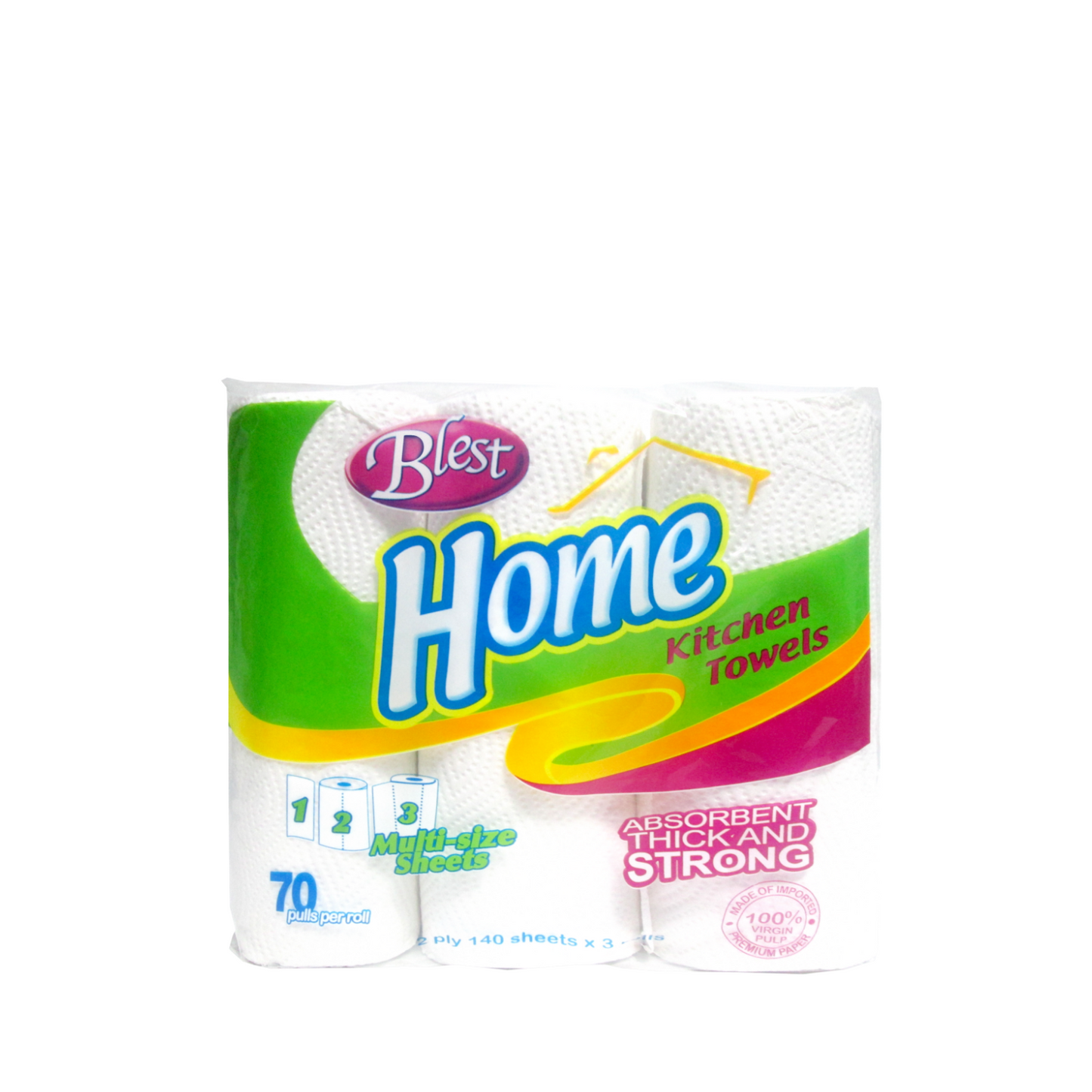 Blest Home Kitchen Towel 70 Pulls 2 Ply 3 Rolls