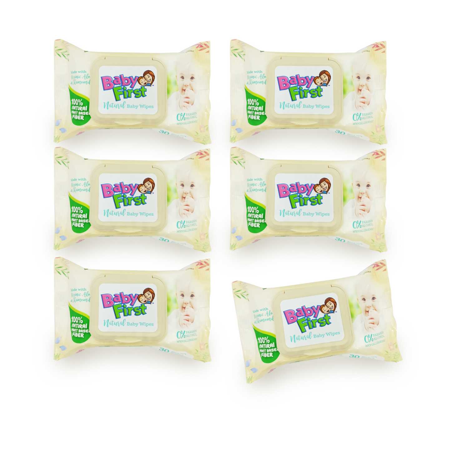 Baby First Natural Baby Wipes 30 Sheets 5+1 Pack (180 Sheets)