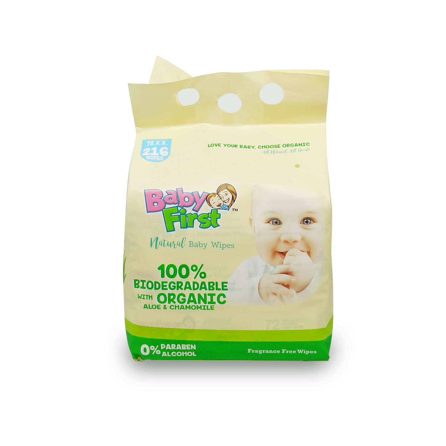 Baby First Natural Baby Wipes 72 Sheets 3 Packs (216 Sheets)