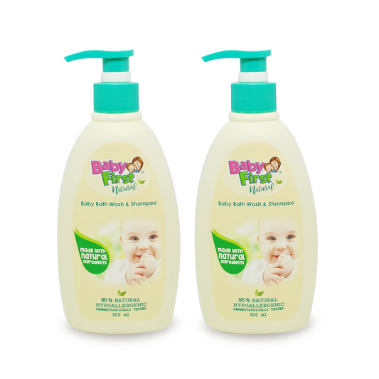 Baby First Natural Baby Bath Wash and Shampoo 300ml 2 Bottles